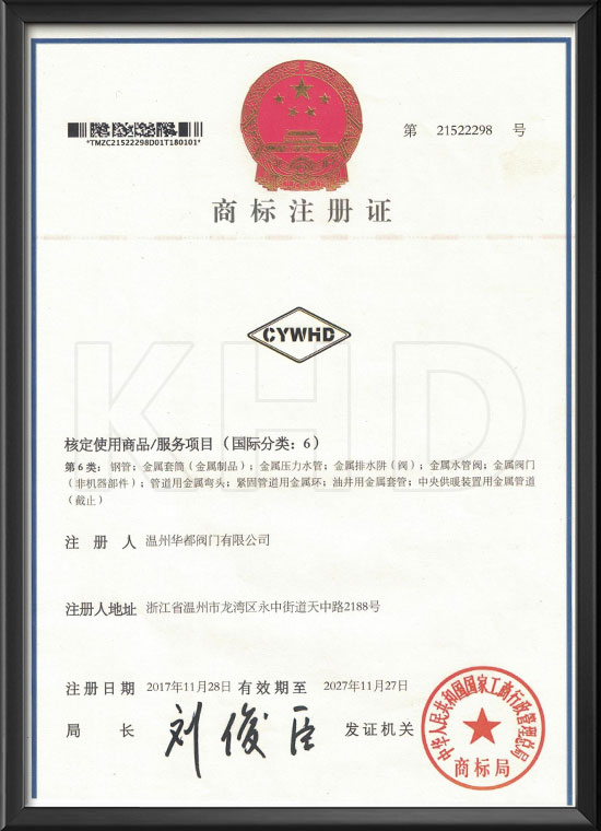 Trademark registration certificate