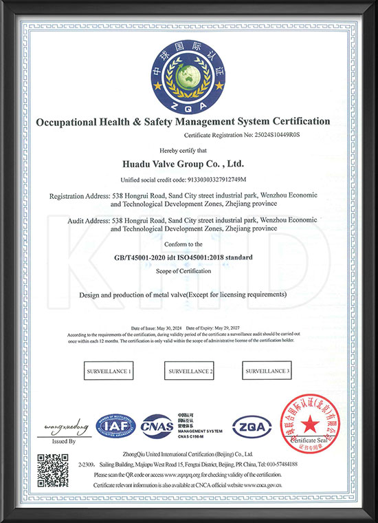 Occupational health and safety management system certification - English