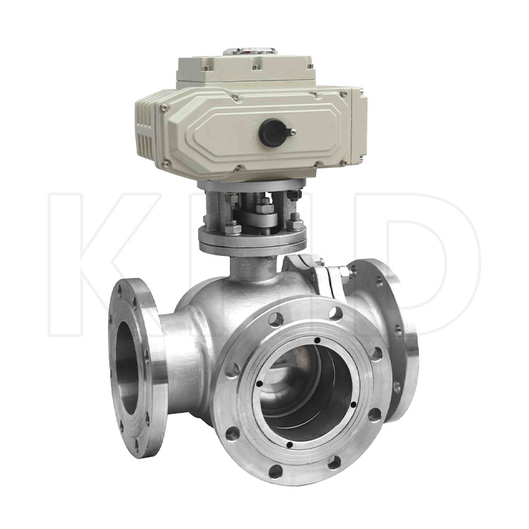 Electric three-way flange ball valve