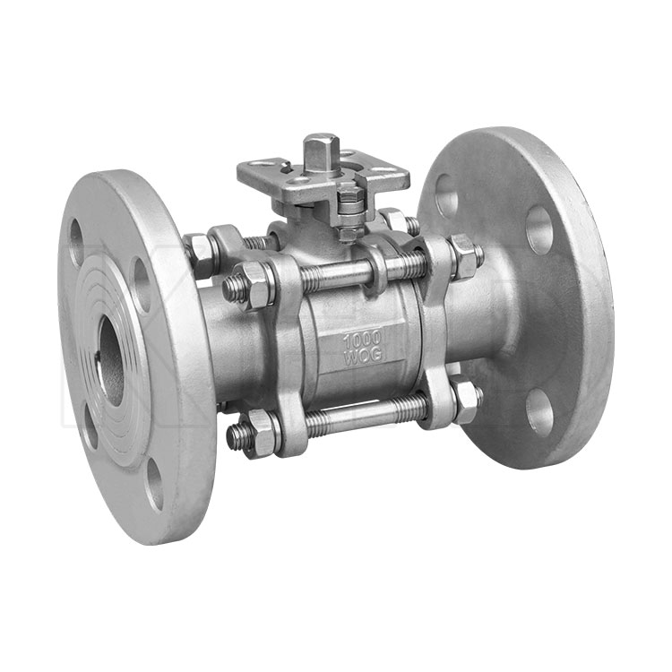 Three piece high platform flange ball valve